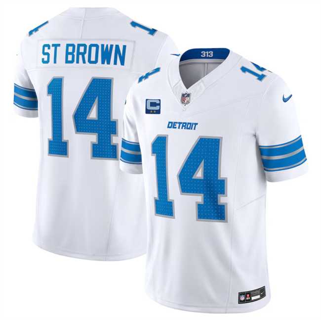 Men & Women & Youth Detroit Lions #14 Amon-Ra St. Brown White 2024 F.U.S.E. With 2-Star C Patch Vapor Limited Stitched Jersey